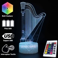 Lampe 3D Musique Harpe, télécommande et caractéristiques