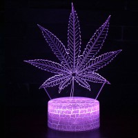 Lampe 3D Nature Feuilles de Cannabis