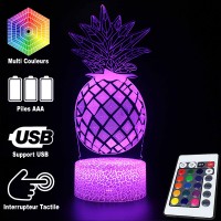 Lampe 3D Nature Ananas stylisé, télécommande et caractéristiques