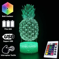 Lampe 3D Nature Ananas, télécommande et caractéristiques