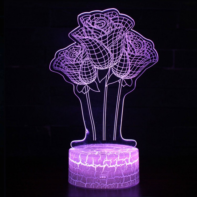 Lampe 3D Nature Roses Fleurs