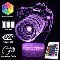 Lampe 3D Objets Appareil Photo Canon, télécommande et caractéristiques