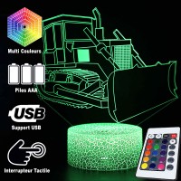 Lampe 3D Bulldozer, télécommande et caractéristiques