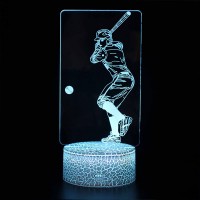 Lampe 3D LED Joueur de Baseball avec batte et balle
