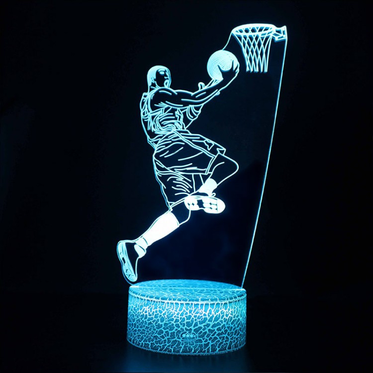 Lampe 3D LED Basketball Joueur sautant au panier