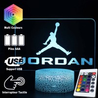 Lampe 3D LED Basketball Michael Jordan, télécommande et caractéristiques