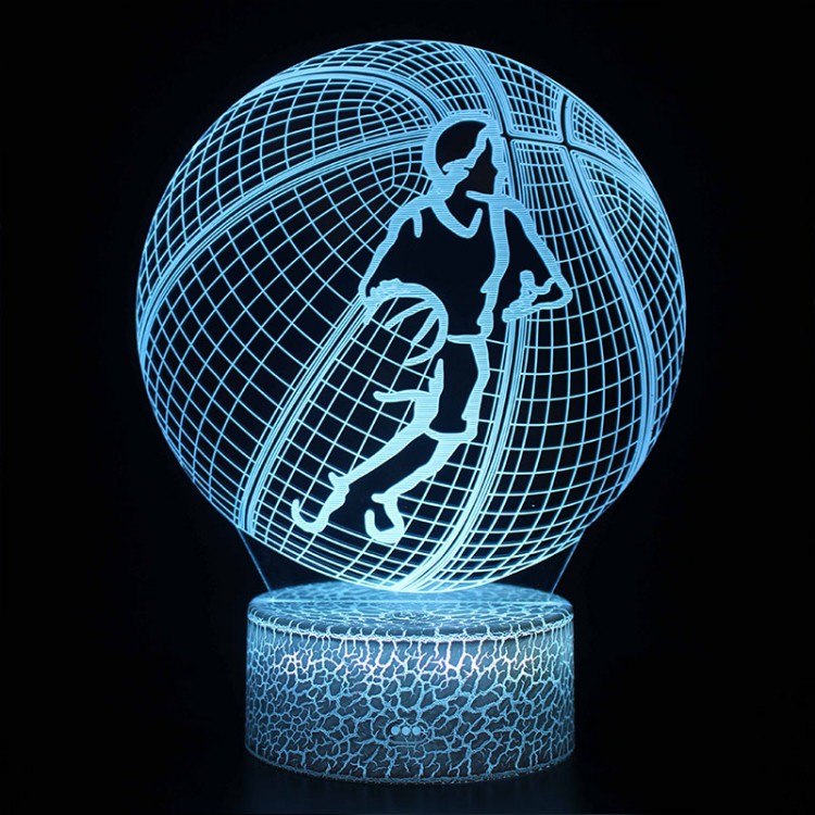 Lampe 3D LED Basketball Joueur sur fond de ballon