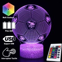 Lampe 3D Football ballon avec logo AS ROMA, télécommande et caractéristiques
