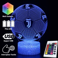 Lampe 3D Football ballon avec logo JUVENTUS, télécommande et caractéristiques