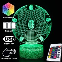 Lampe 3D Football ballon avec logo MILAN AC, télécommande et caractéristiques