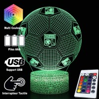 Lampe 3D Football ballon avec logo de l'OL, télécommande et caractéristiques