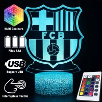 Lampe 3D Football FC Barcelone Logo, télécommande et caractéristiques