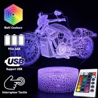 Lampe 3D LED Moto Custom, télécommande et caractéristiques