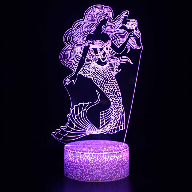 Lampe 3D Jolie Sirène avec fleur