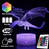 Lampe 3D Dragon aux ailes déployées, Caractéristiques et télécommande