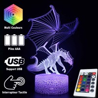 Lampe 3D Dragon prêt à s'envoler, Caractéristiques et télécommande