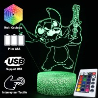 Lampe 3D de Stitch et sa guitare, Caractéristiques et télécommande
