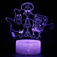 Lampe 3D LED de Bob l'Éponge, Patrick Étoile et Carlo Tentacule