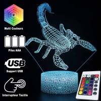 Lampe 3D Scorpion caractéristiques et télécommande