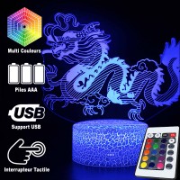 Lampe 3D Signe Chinois : Dragon   caractéristiques et télécommande