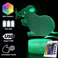 Lampe 3D Signe Chinois : Rat Souriant caractéristiques et télécommande