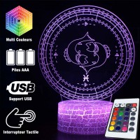 Lampe 3D Signe Astrologie : Poissons caractéristiques et télécommande
