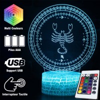 Lampe 3D Signe Astrologie : Scorpion caractéristiques et télécommande