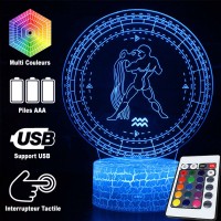 Lampe 3D Signe Astrologie : Verseau caractéristiques et télécommande