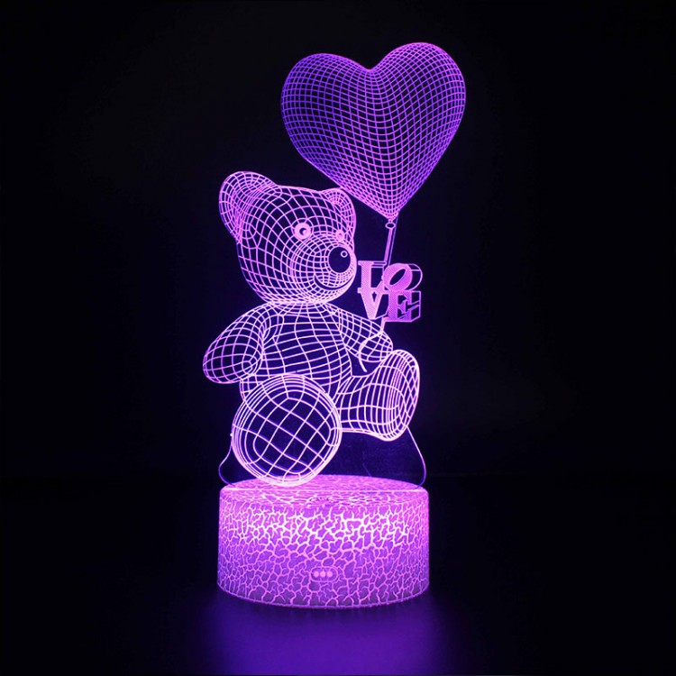 Lampe 3D Nounours Love Coeur