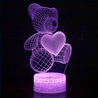Lampe 3D Nounours Cœur
