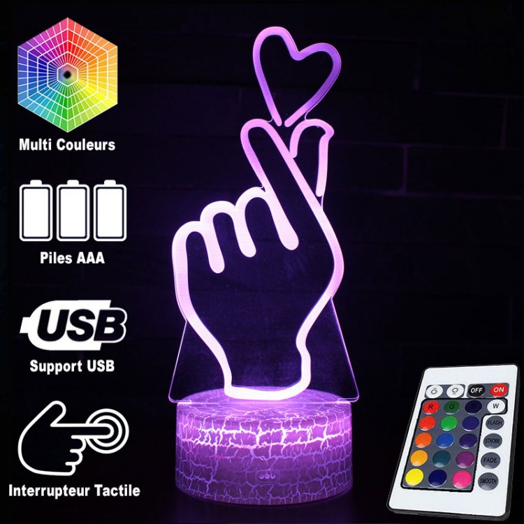 Generic Lampe 3D cœur LED De Table Romantique, Lumière d'Illusion d'Amour  LED, décoration chambre à coucher, cadeau amour à prix pas cher
