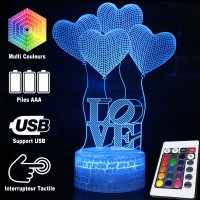 Lampe 3D Ballons "Love" caractéristiques et télécommande
