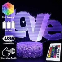 Lampe 3D "Love" caractéristiques et télécommande