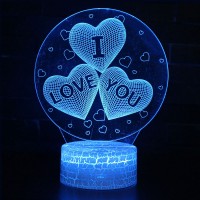 Lampe 3D Cœurs "I love you"