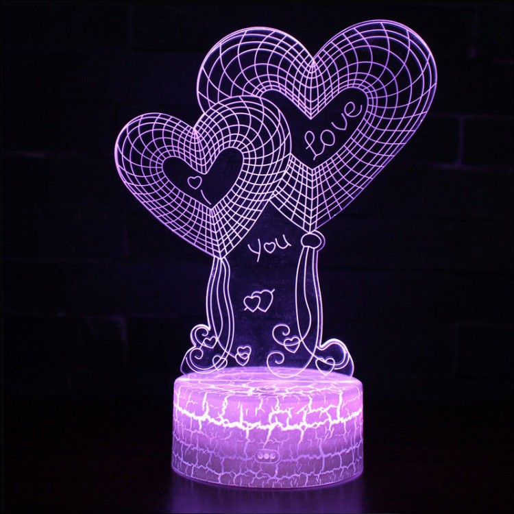 Lampe 3D Ballons Cœur "Love You"