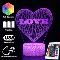 Lampe 3D Love Grand Ballon caractéristiques et télécommande