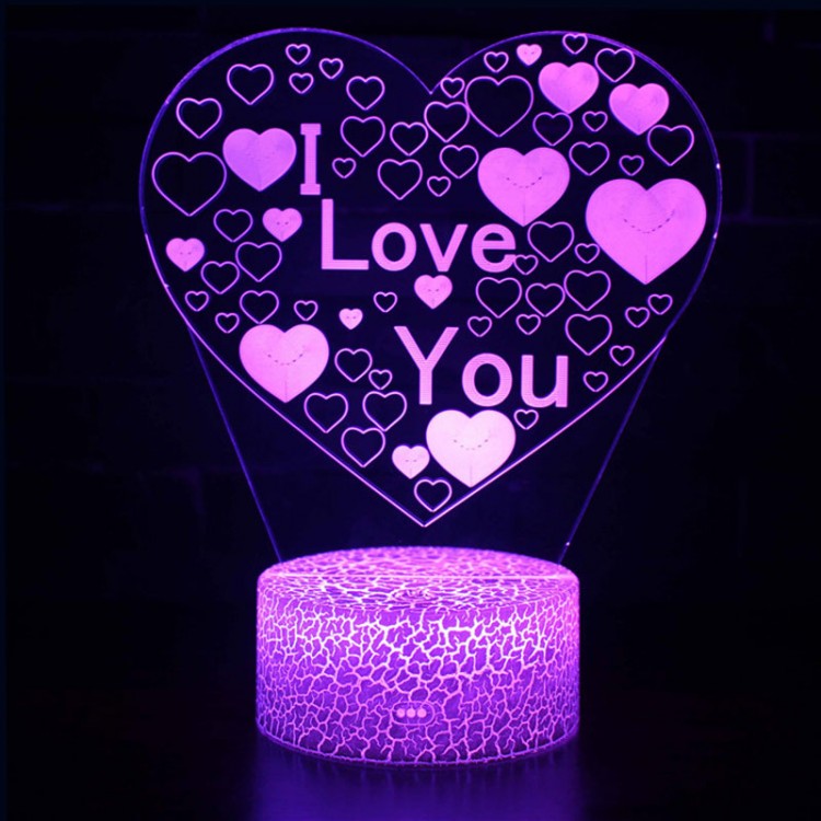 Lampe LED 3D - Coeur avec texte - Maman je t'aime