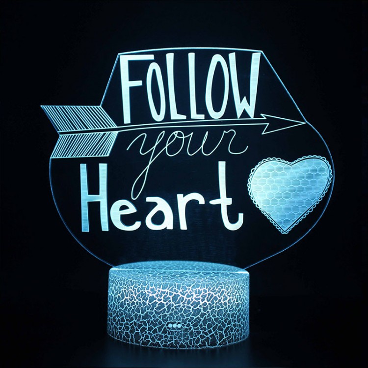 Lampe 3D "Follow your Heart"