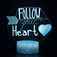 Lampe 3D "Follow your Heart"