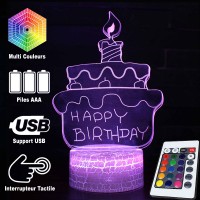 Lampe 3D Gâteau Anniversaire caractéristiques et télécommande