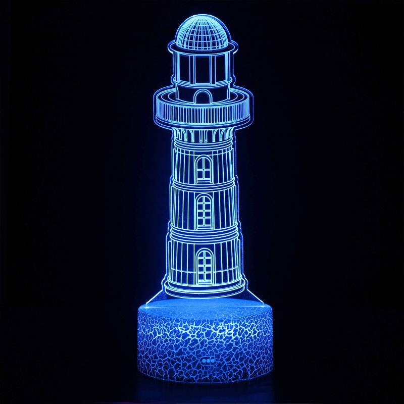 Phare 3D Lampe 7 Couleurs Phare Tour Lampes De Nuit Led pour