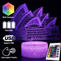 Lampe 3D Opéra Sydney caractéristiques et télécommande