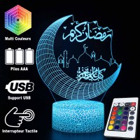 Lampe 3D Mosquée Islam caractéristiques et télécommande