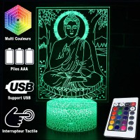 Lampe 3D Bouddha Priant caractéristiques et télécommande