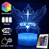 Lampe 3D Croix Chrétienne caractéristiques et télécommande