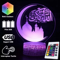 Lampe 3D Mosquée Islamique caractéristiques et télécommande