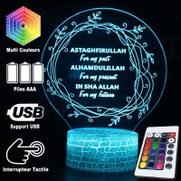 Lampe 3D Paroles Musulmanes caractéristiques et télécommande
