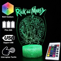 Lampe 3D Rick et Morty caractéristiques et télécommande