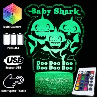 Lampe 3D Baby Shark caractéristiques et télécommande