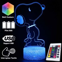 Lampe 3D Snoopy caractéristiques et télécommande